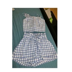 Plaid cami top and shorts set